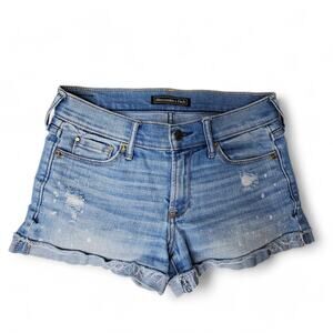 Abercrombie & Fitch Women's Distressed Shorts Size 24 Stretch Boho Rolled Cuffs